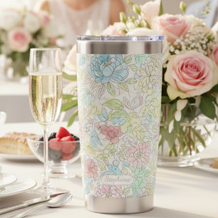 Pastel Sketch Watercolor Floral Insulated Tumbler