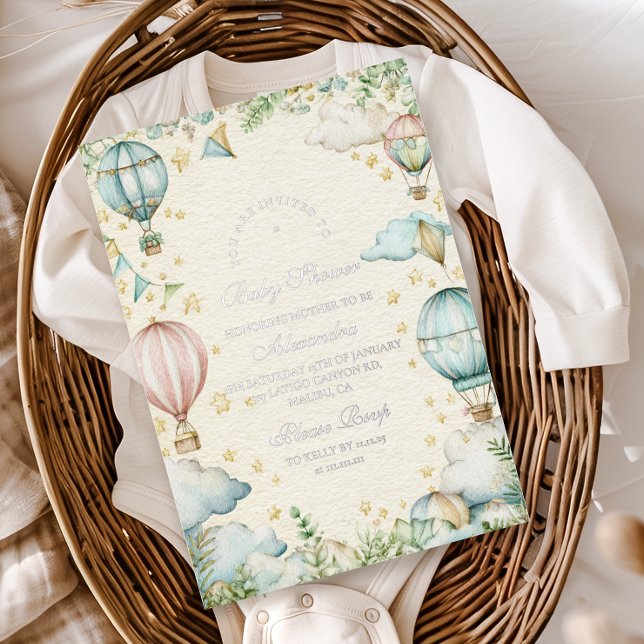 Pastel Sky Adventure Baby Shower Foil Invitation (Creator Uploaded)