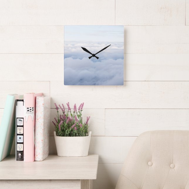 Pastel Sky and Fluffy Clouds Dream 1 Square Wall Clock (Reading Room)