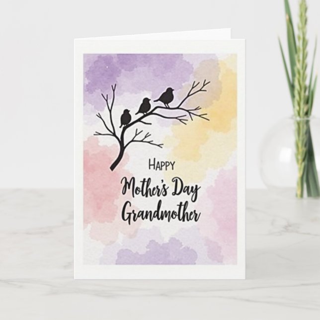 Pastel Sky Birds Mothers Day Card (Front)