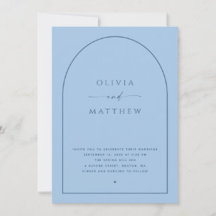 Pastel Sky Blue Arch Wedding   Photo & QR Code Invitation