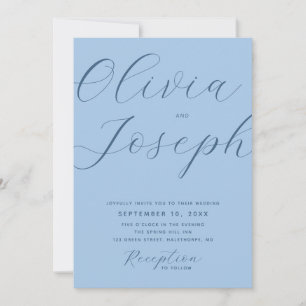 Pastel Sky Blue Coastal Wedding   Photo + QR Code Invitation