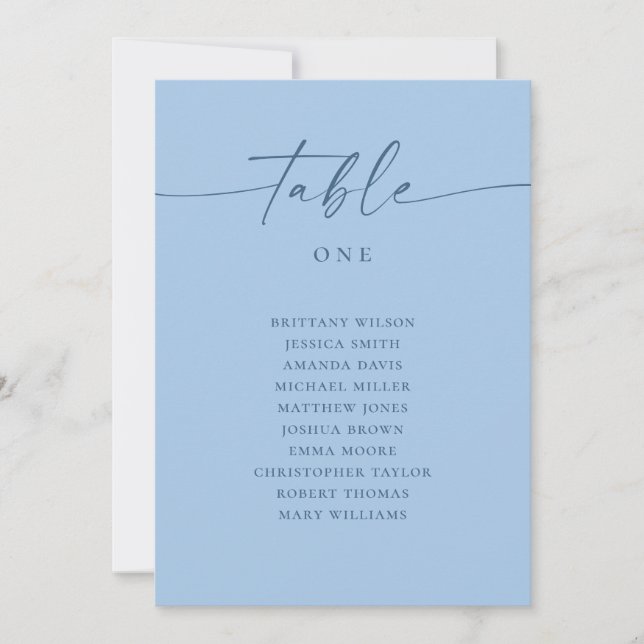 Pastel Sky Blue Modern Wedding Beach Seating Chart Invitation (Front)