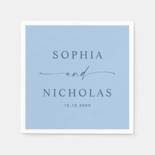 Pastel Sky Blue Modern Wedding   Coastal Seaside Napkins