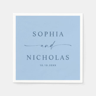 Pastel Sky Blue Modern Wedding | Coastal Seaside Napkins