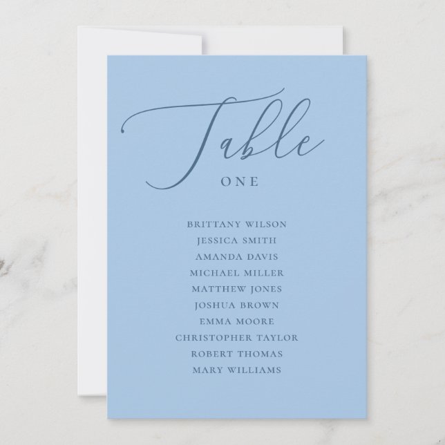 Pastel Sky Blue Summer Wedding Seating Chart Invitation (Front)