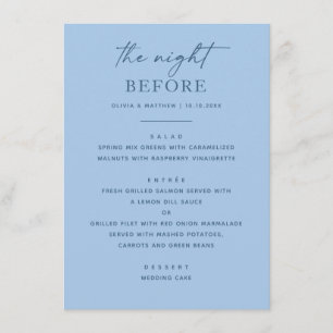 Pastel Sky Blue The Night Before Rehearsal Dinner Menu
