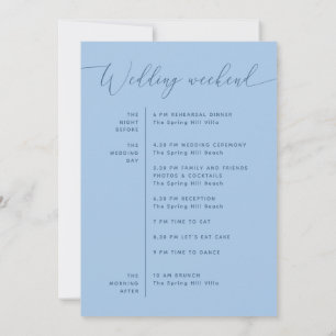 Pastel Sky Blue Wedding Itinerary   Beach Timeline Invitation