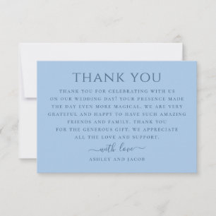 Pastel Sky Blue Wedding   Minimalist Appreciation  Thank You Card
