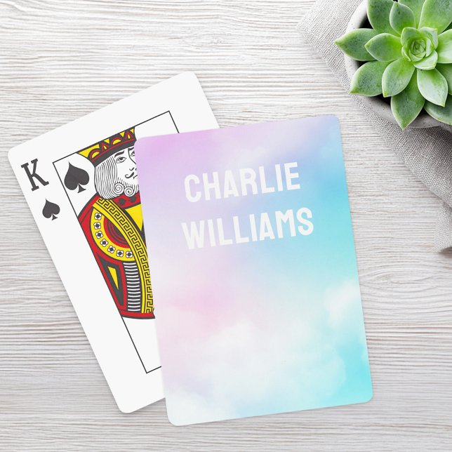Pastel sky clouds modern name poker cards (Pastel sky clouds modern name poker cards)