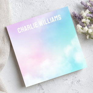 Pastel sky clouds modern name post-it notes