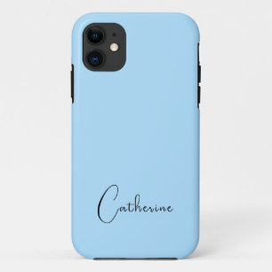 Pastel Sky Solid Color Minimalist Name iPhone 11 Case
