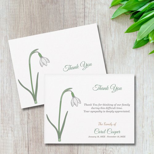 Pastel Snowdrop Funeral Thank You Note Card