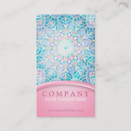 Pastel Snowflake Mandala _ Pink Business Card