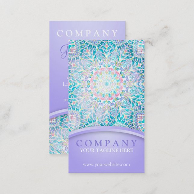 Pastel Snowflake Mandala - Purple Business Card (Front/Back)