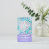 Pastel Snowflake Mandala - Purple Business Card (Standing Front)