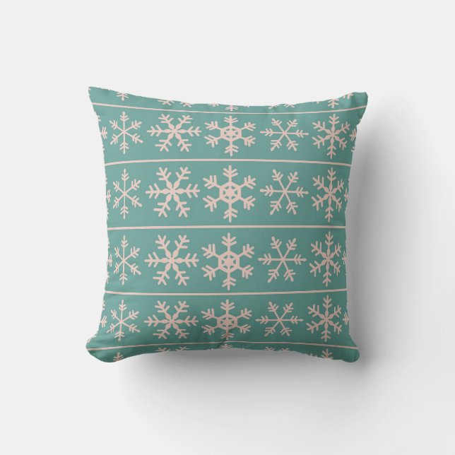 Pastel Snowflake Pattern Throw Pillow (Front)