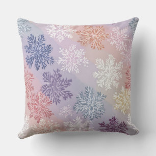 Pastel Snowflake Watercolor Throw Pillow – 2 Cozy