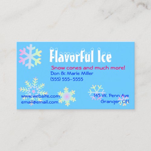 Pastel Snowflakes Business Card