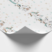 Pastel Snowflakes Cute Christmas Animals Wrapping Paper (Corner)