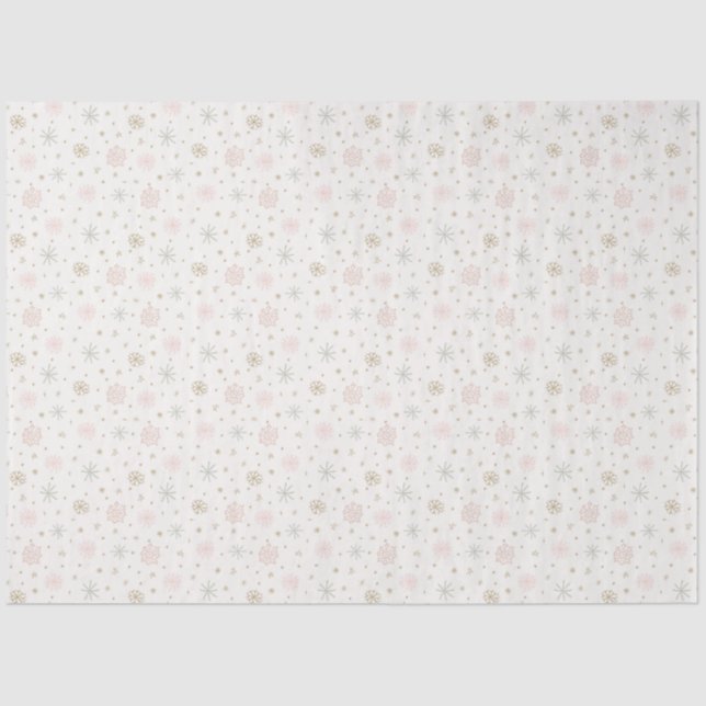 Pastel Snowflakes Off White Christmas Tissue Paper (Front)