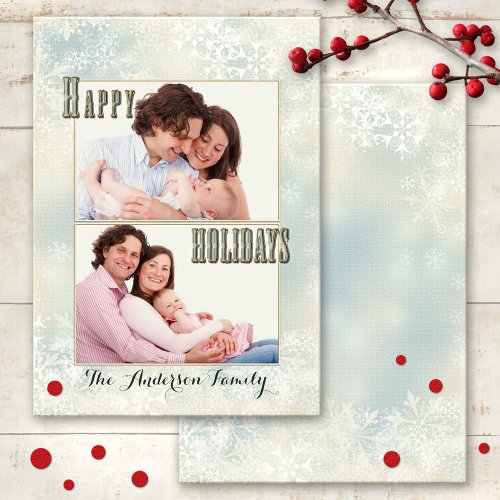 Pastel Snowflakes Photo Holidays Card
