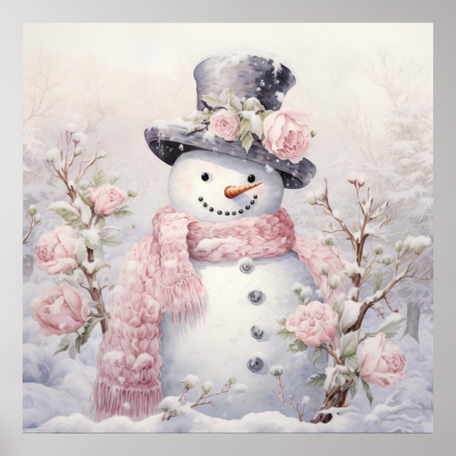Pastel Snowman Poster (Front)