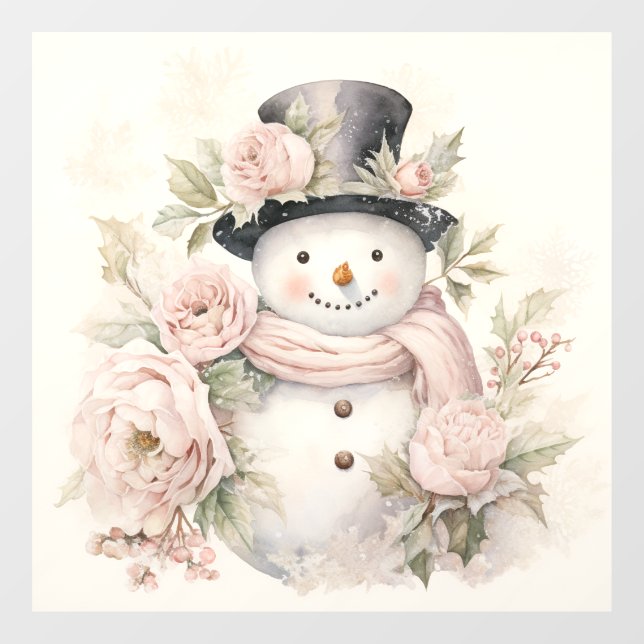 Pastel Snowman Window Cling (Sheet)