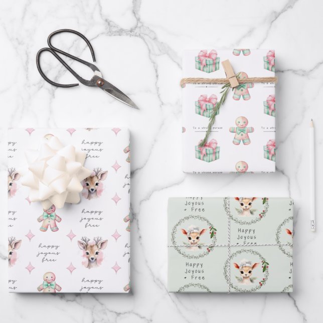 Pastel Sobriety Gift Paper, Happy Joyous Free Wrapping Paper Sheets (Front)