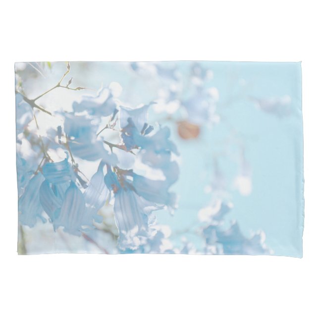 Pastel Soft Blue Jacaranda Tree Flowers Blossoms Pillow Case (Front)