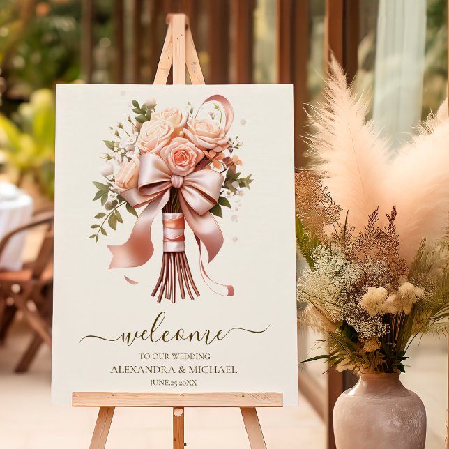 Pastel Soft Blush Peach Floral Wedding Foam Board (Creator Uploaded)