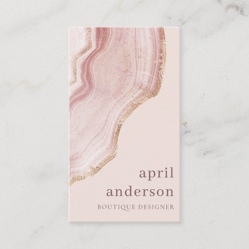 Pastel Soft Blush Rose Gold Agate Marble Texture Business Card