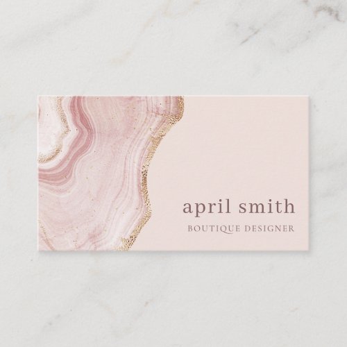 Pastel Soft Blush Rose Gold Agate Marble Texture Business Card