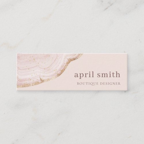 Pastel Soft Blush Rose Gold Agate Marble Texture  Mini Business Card