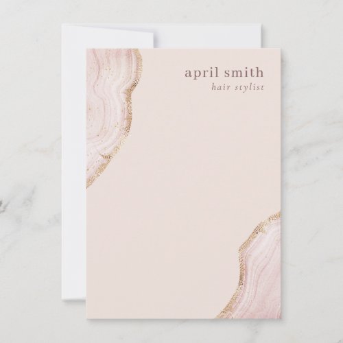 Pastel Soft Blush Rose Gold Agate Marble Texture Note Card