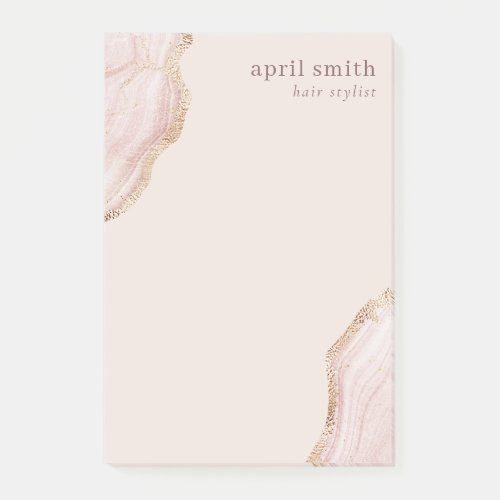 Pastel Soft Blush Rose Gold Agate Marble Texture P Post_it Notes