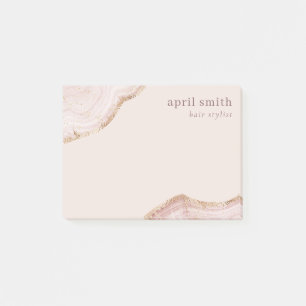 Pastel Soft Blush Rose Gold Agate Marble Texture Post-it Notes