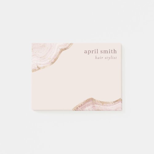 Pastel Soft Blush Rose Gold Agate Marble Texture Post_it Notes