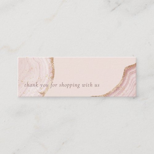 Pastel Soft Blush Rose Gold Agate Marble Thank You Mini Business Card