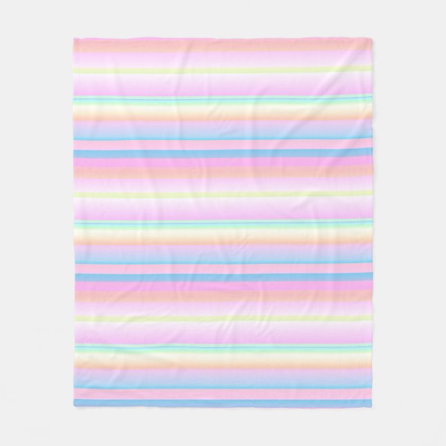 Pastel soft color creative striped fleece blanket (Front)