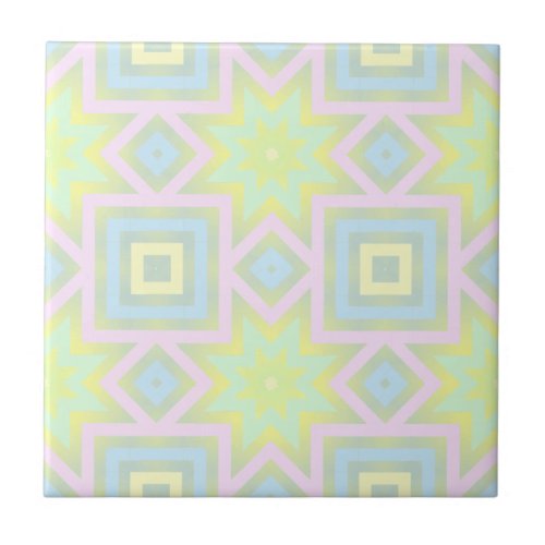 Pastel Soft Colored Mosaic Geometric Pattern Ceramic Tile