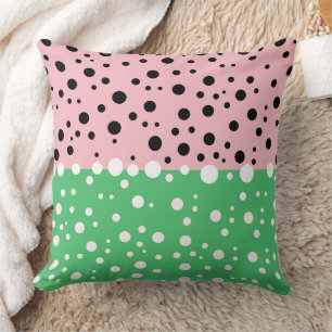 Pastel Soft Emerald Green and Pink Aesthetic Throw Pillow