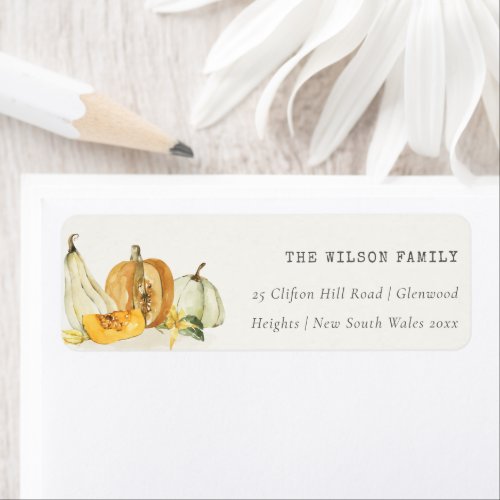 Pastel Soft  Floral Pumpkin Thanksgiving Address Label