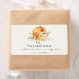 Pastel Soft Floral Pumpkin Thanksgiving Address Label