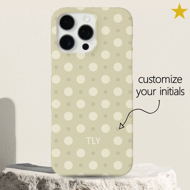 Pastel Soft Gray Dots Pattern Custom Name Initials Case-Mate iPhone Case (Creator Uploaded)