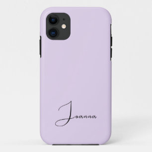 Pastel Soft Lilac Solid Color Minimalist Name iPhone 11 Case