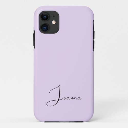 Pastel Soft Lilac Solid Color  Minimalist Name iPhone 11 Case