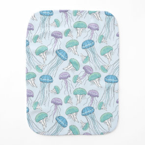 Pastel soft multicolor glowing jelly fish pattern baby burp cloth