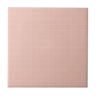 Pastel Soft Pink & Pale Yellow Checkered Pattern Ceramic Tile