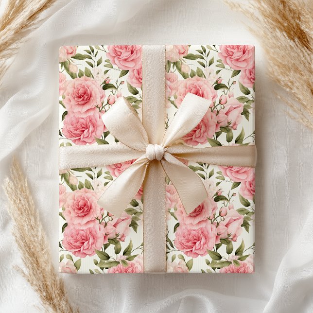 Pastel Soft Pink Rose Floral Wrapping Paper (Creator Uploaded)
